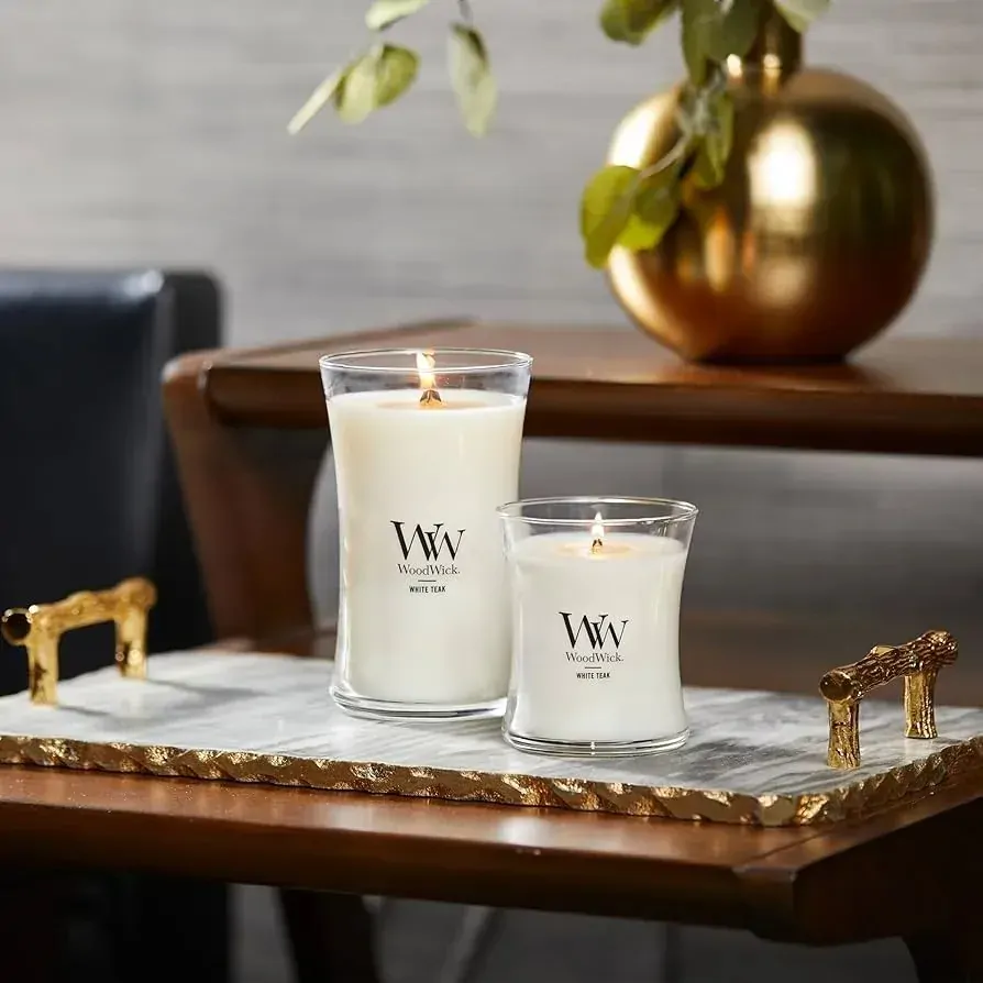 WoodWick Candle - Large White Teak