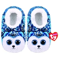 Beanie Boos Sequin Slipper Socks - Slush the Blue Dog