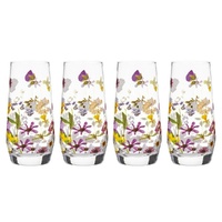 Ashdene Pressed Flowers - Glass Highball Tumbler 4 Pack