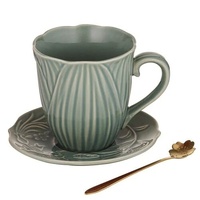 Ashdene Petals - Mug, Saucer & Spoon Gift Set - Mint Green