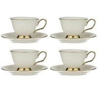 Ashdene Ripple - Cup & Saucer Set of 4 - White