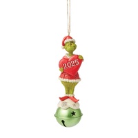Dr Seuss The Grinch by Jim Shore - Grinch on Bell Dated 2025 Hanging Ornament