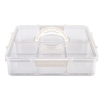 Alfresco Lane 6 Compartment Square Grazing Box with Carry Handles - Clear