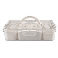 Alfresco Lane 7 Compartment Rectangular Grazing Box with Carry Handles & Food Picks - Cream