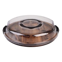 Alfresco Lane Acacia Wood 5 Compartment Round Grazing Platter with Lid