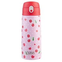Oasis Double Wall Insulated Sipper Straw Kid's Drink Bottle - 550ml Cherry Crush
