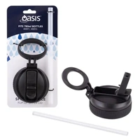 Oasis Sports Bottle Flip-Up Sipper Lid with Straw - Black