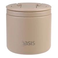 Oasis Double Wall Insulated Quick Release Lid & Spork Food Flask - 500ml Latte