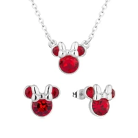 Disney Couture Kingdom July Birthstone Minnie Necklace & Earrings Bundle Silver