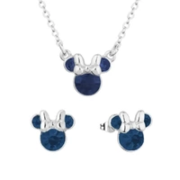 Disney Couture Kingdom December Birthstone Minnie Necklace & Earrings Bundle Silver