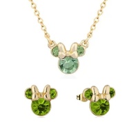 Disney Couture Kingdom August Birthstone Minnie Necklace & Earrings Bundle Gold