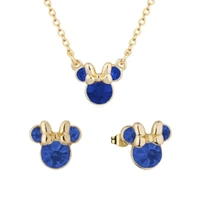 Disney Couture Kingdom September Birthstone Minnie Necklace & Earrings Bundle Gold