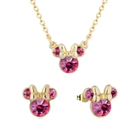 Disney Couture Kingdom October Birthstone Minnie Necklace & Earrings Bundle Gold