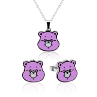 Care Bears Couture Kingdom Share Bear Enamel Necklace & Earrings Bundle