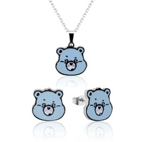 Care Bears Couture Kingdom Grumpy Bear Enamel Necklace & Earrings Bundle