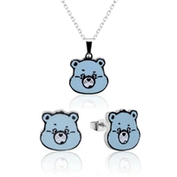 Care Bears Couture Kingdom Grumpy Bear Enamel Necklace & Earrings Bundle