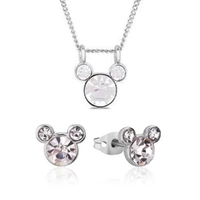 Disney Couture Kingdom April Birthstone Mickey Necklace & Earrings Bundle Silver