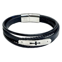 Leather Cross Bracelet