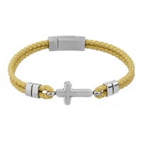 GC Gifts by Gatto - Tan Leather & Cross Bracelet