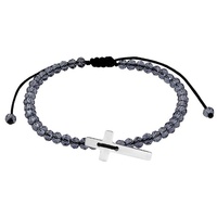 GC Gifts by Gatto - Black Crystal Beads & Cross Bracelet