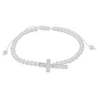 GC Gifts by Gatto - White Crystal Beads & Cross Bracelet