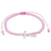 GC Gifts by Gatto - Pink Crystal Beads & Cross Bracelet