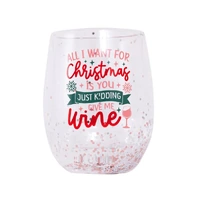 Splosh Christmas Stemless Glass - Just Kidding Give Me Wine