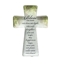 Glass Cut Standing Cross - Bless This House