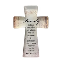 Glass Cut Standing Cross - Family