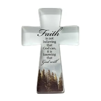Glass Cut Standing Cross - Faith