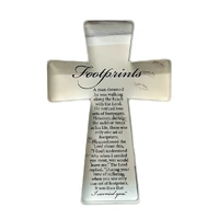 Glass Cut Standing Cross - Footprints
