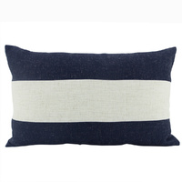 NF Living Linen Lumbar Cushion - Navy Stripe 30x50cm
