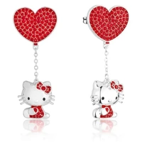 Couture Kingdom - Sanrio - Hello Kitty Crystal Heart Drop Earrings Silver