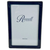 Russell Collection Frame - Navy & Nickel Beaded Frame 4x6in