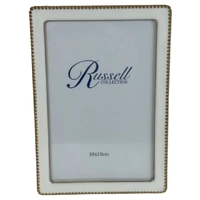 Russell Collection Frame - White & Gold Tone Beaded Frame 4x6in