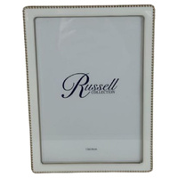 Russell Collection Frame - White & Gold Tone Beaded Frame 5x7in