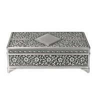 Russell Collection - Pewter Finish Diamante Jewellery Box Small
