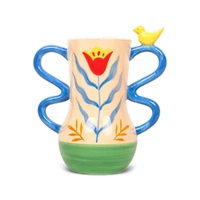 La La Land Beyond Retro Folk - Stoneware Hand Painted Vase