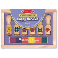 Melissa & Doug Wooden Stamp Set - Happy Handles