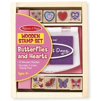 Melissa & Doug Wooden Stamp Set - Butterflies and Hearts