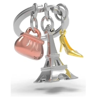 Metalmorphose Keychain - Eiffel Tower, Coffee & Croissant