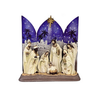 Nativity Set - White with Blue Background 28cm
