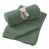 Pilbeam Nordic Kids - Forest Green Basket Weave Knit Blanket