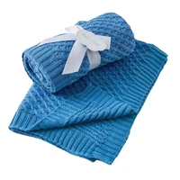 Pilbeam Jiggle & Giggle - Harbour Blue Basket Weave Knit Blanket