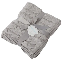 Pilbeam Jiggle & Giggle - Silver And Cream Aurora Cable Knit Baby Blanket