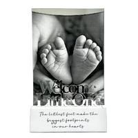 Wood Base Glass Frame - Welcome Little One 6x4inch