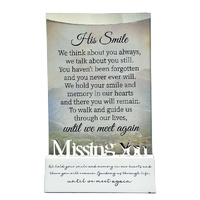 White Wood Base Glass Frame - Missing You (His Smile) 6x4inch