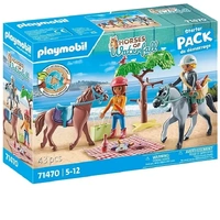 Playmobil Horses of Waterfall - Starter Pack Horseback Riding Trip to the Beach with Amelia and Ben