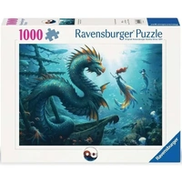 Ravensburger Puzzle 1000pc - Enchanted Depths Dragon, Mermaid and Turtles