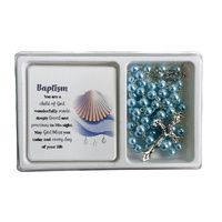 Rosary and Plaque Set - Baptism Blue
